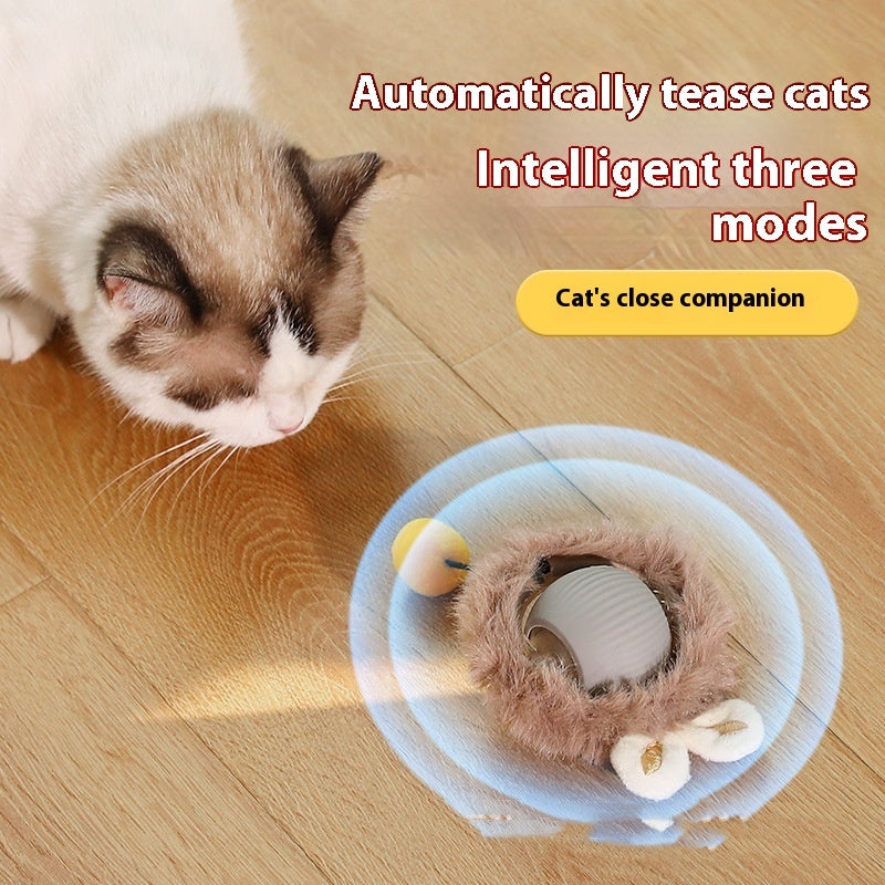 Plush Rolling Cat Ball Toy - detail view