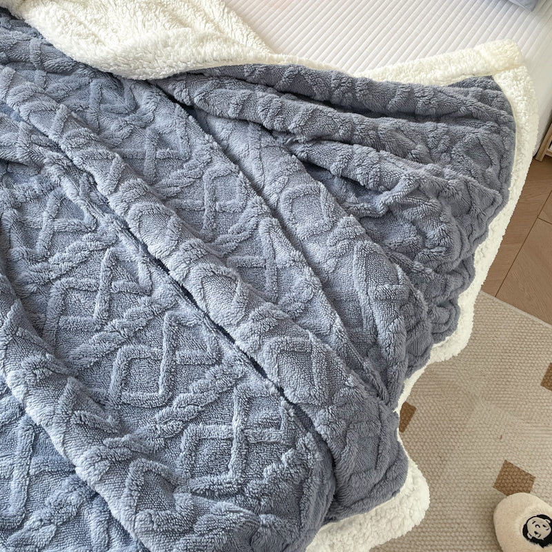 Reversible Sherpa Throw Blanket – Textured Plush – image 3