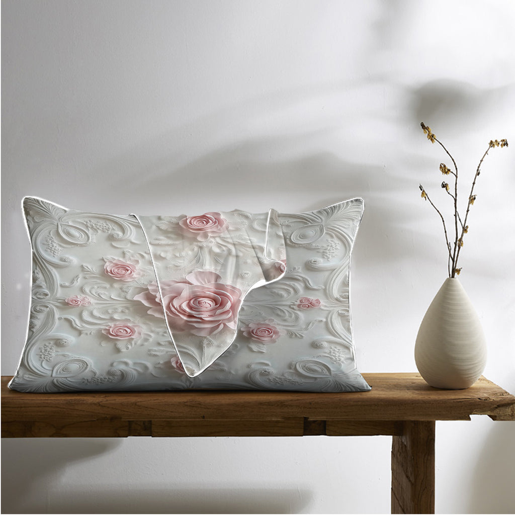 Rose Print Satin Pillowcases – Set of 2 – image 7