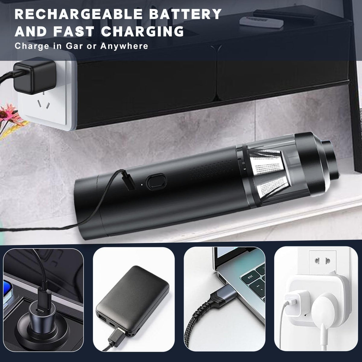 Cordless Handheld Car Vacuum Cleaner with 15000Pa Suction