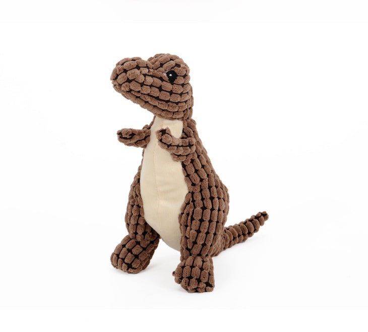 Plush Dinosaur Squeaky Dog Toy - material and texture close-up