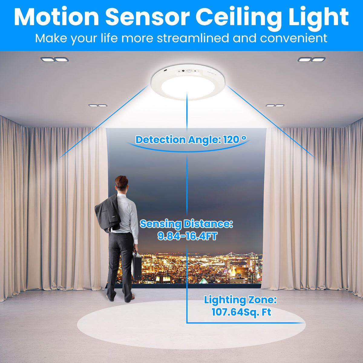 Rechargeable Motion Sensor Ceiling Light with Remote – image 4