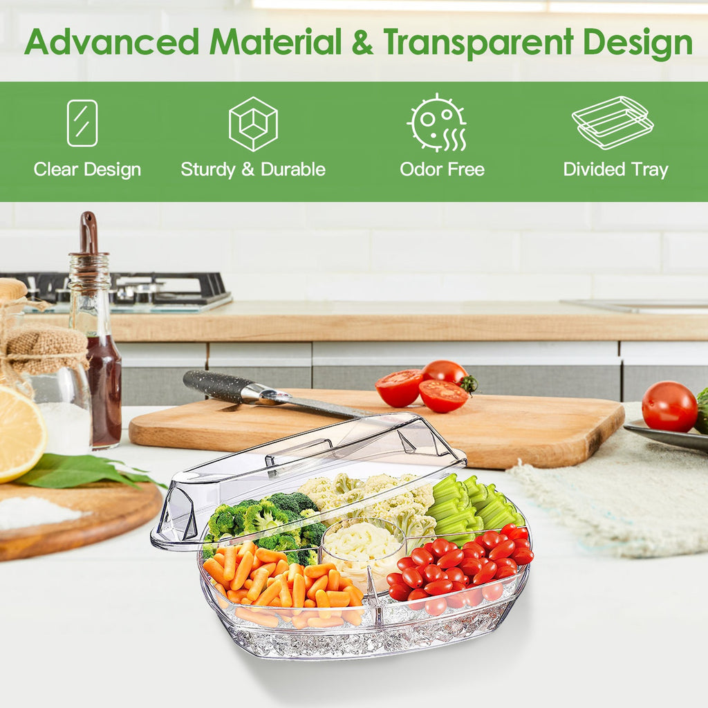 Chilled Party Serving Tray with Lid – 4 Compartments – image 2