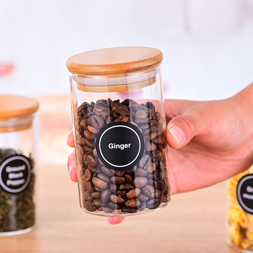 12-Piece Glass Spice Jars with Bamboo Lids & Labels – image 6