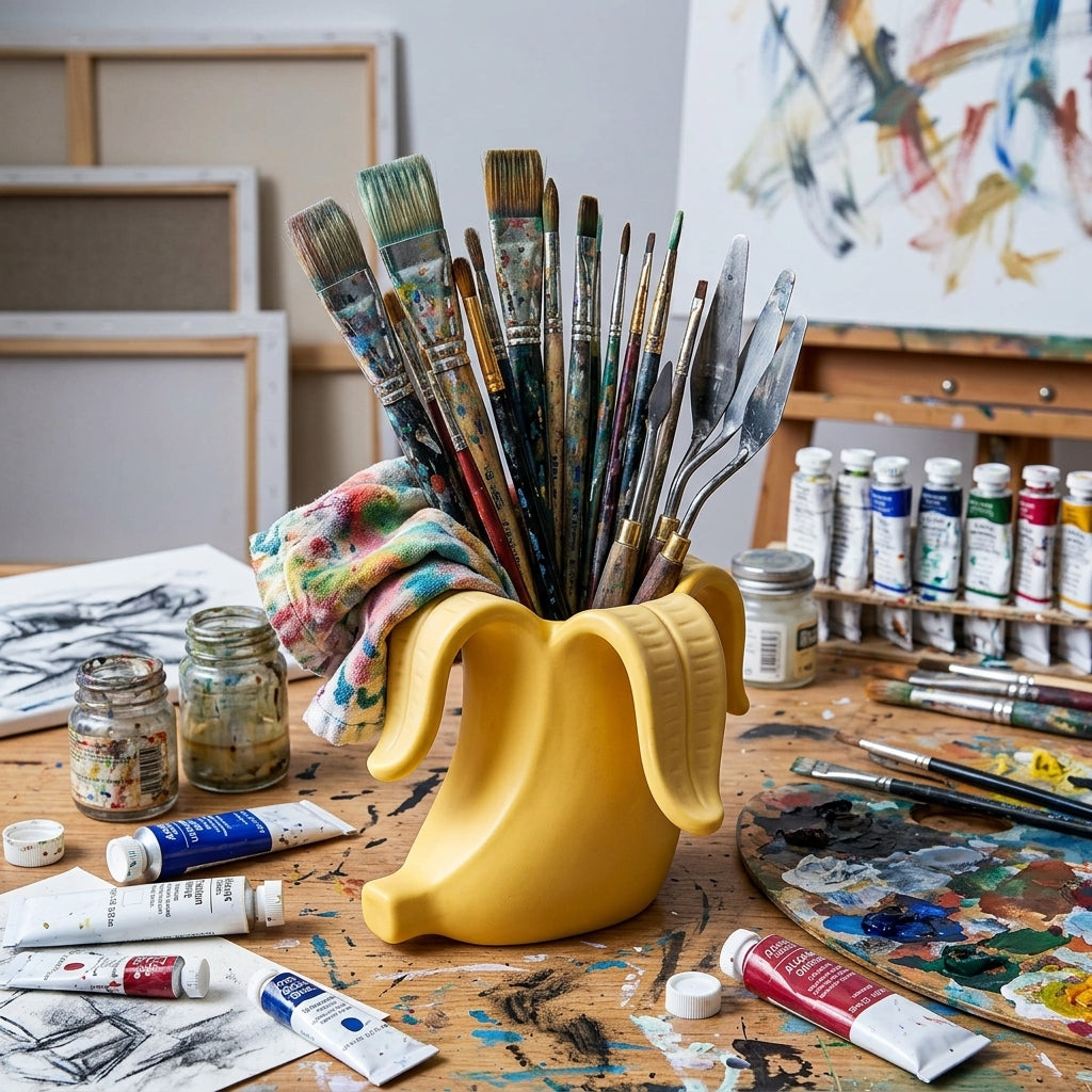 Banana Desk Organizer – Pen & Brush Holder Cup – image 6