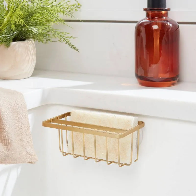 Suction Sink Caddy with Towel Bar – Matte Steel – image 7