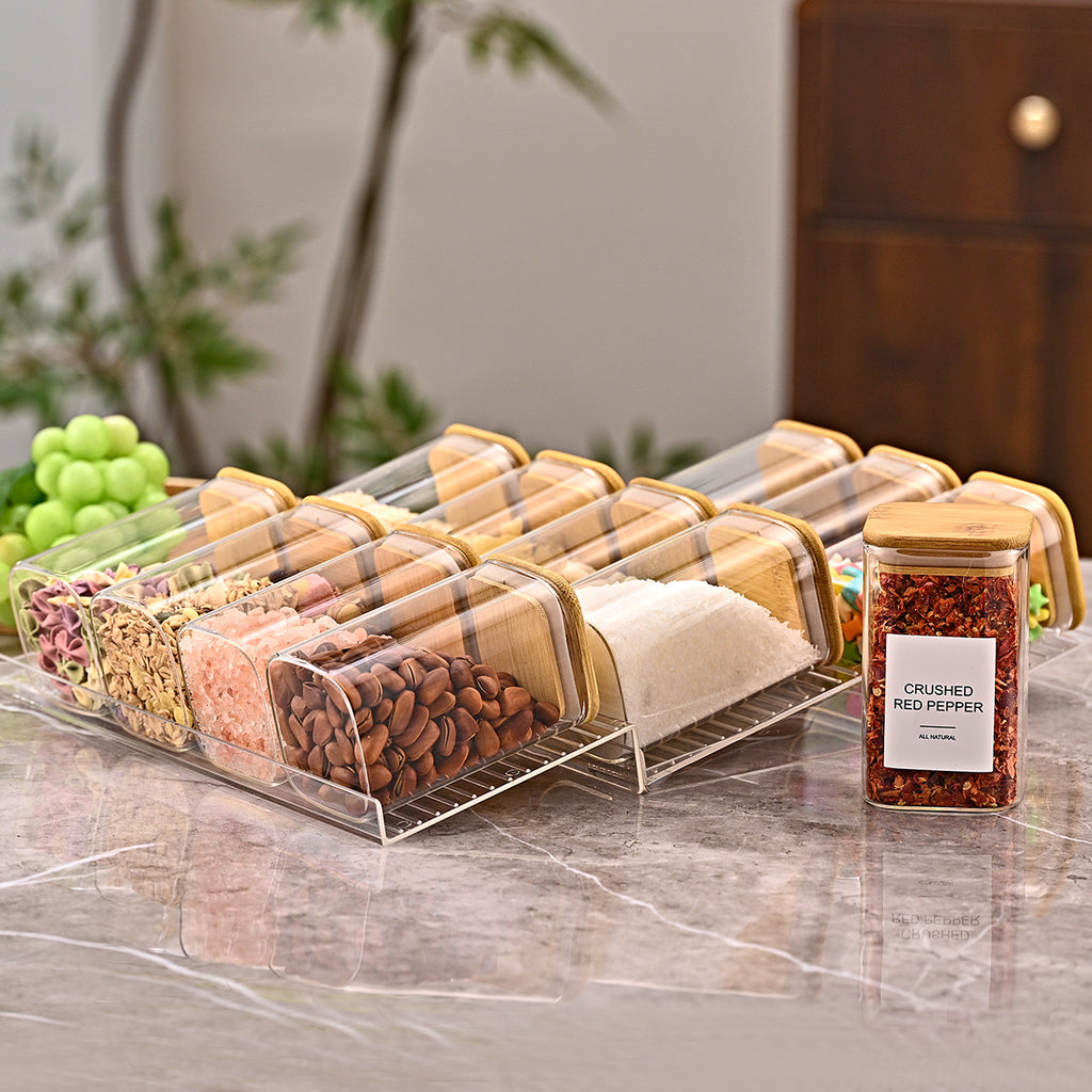4-Tier Clear Spice Rack Riser – Adjustable Shelf Set – image 9