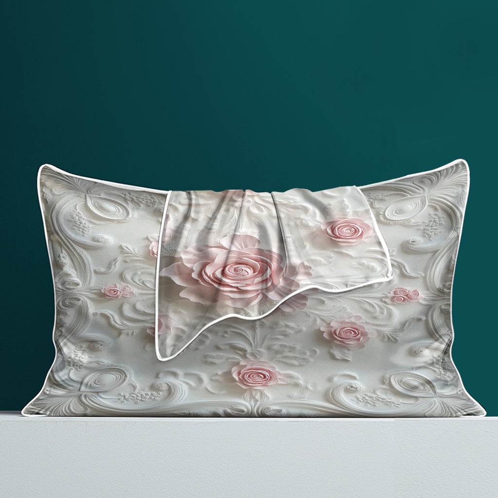 Rose Print Satin Pillowcases – Set of 2
