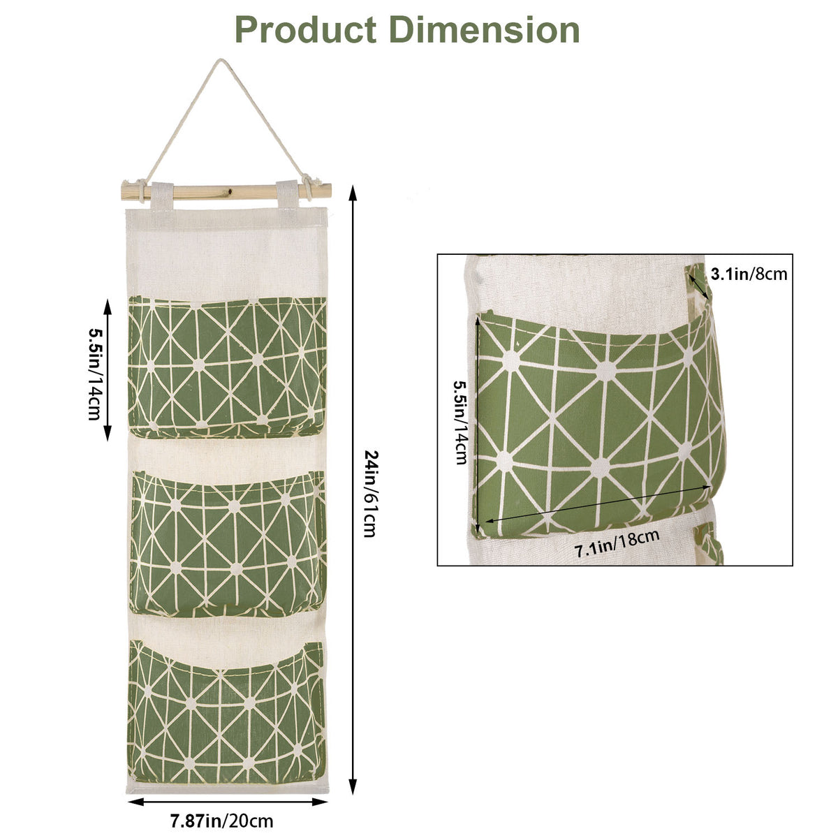 Wall-Mounted Hanging Storage Organizer – 3 Pockets – image 7