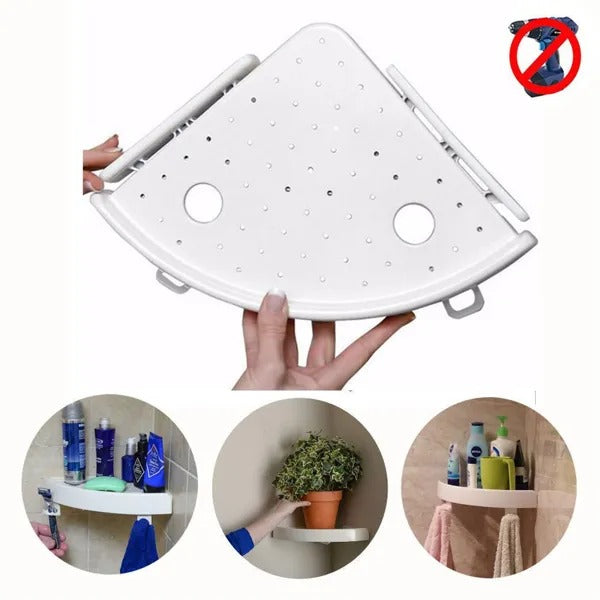 No-Drill Corner Shelf with Hooks – view 4
