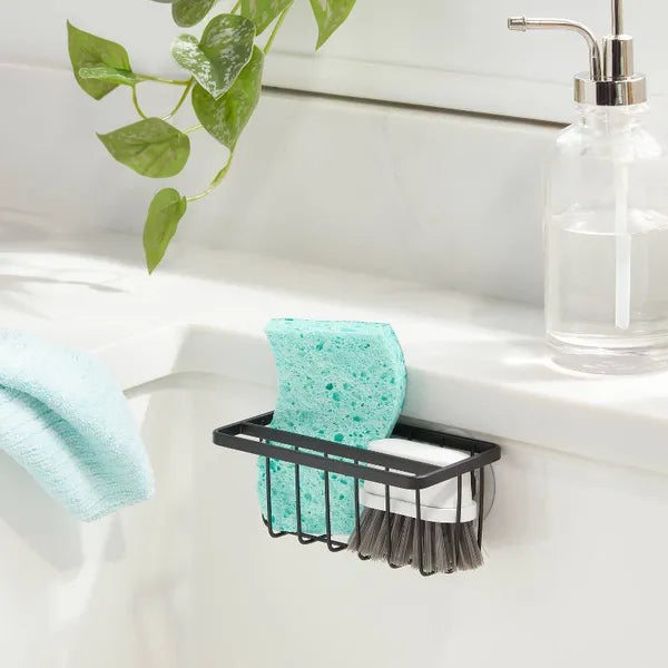 Suction Sink Caddy with Towel Bar – Matte Steel – image 4