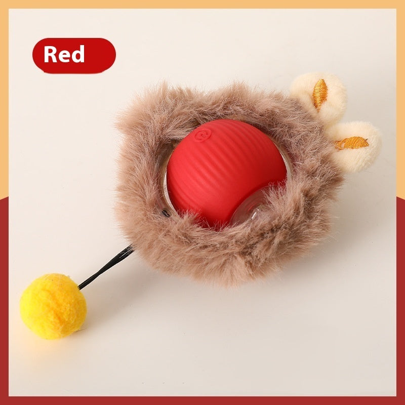 Plush Rolling Cat Ball Toy - plush texture close-up