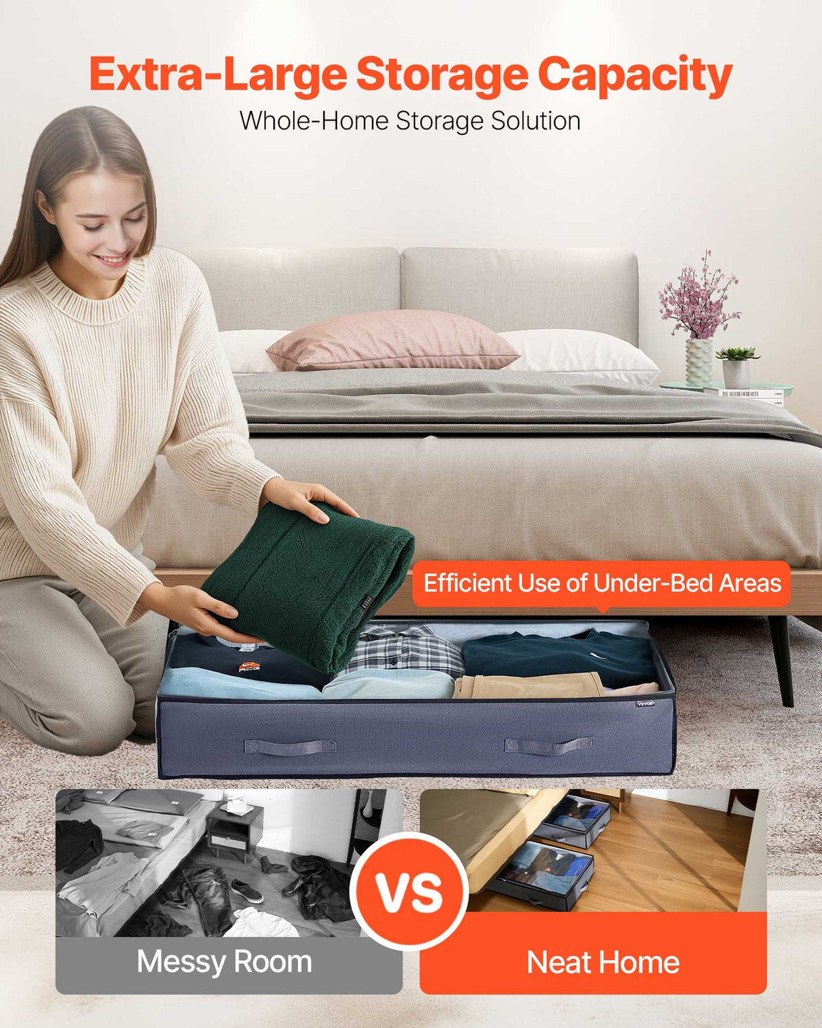 Under-Bed Storage Bins with Clear Lids – 6 Pack, 90L – image 3