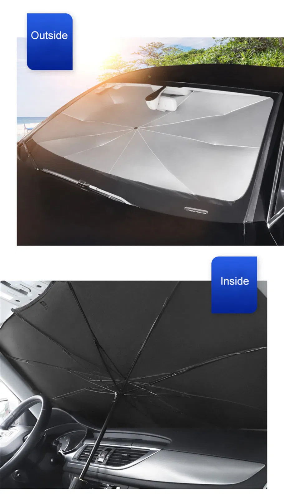 Foldable Windshield Sun Shade Umbrella – 51 in – image 7