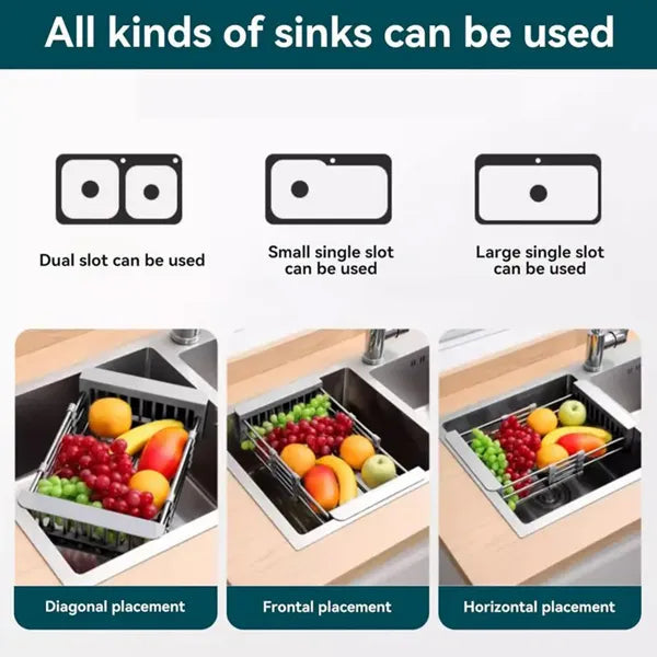 Expandable Over-Sink Drying Rack with Drain Basket – image 5