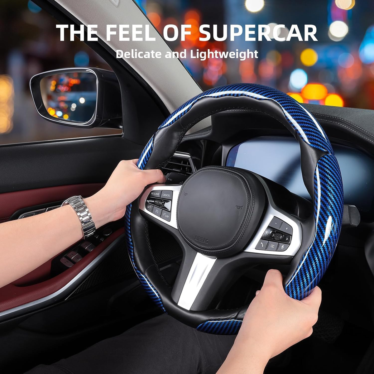 Carbon Fiber Look Clip-On Steering Wheel Cover – 3 Piece – image 3