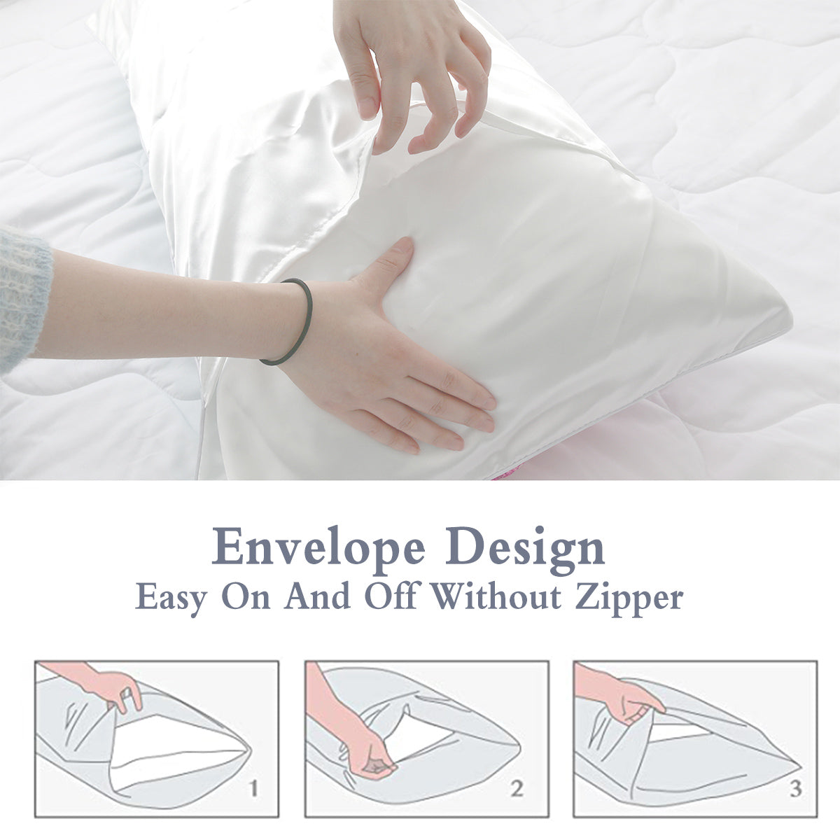 Rose Print Satin Pillowcases – Set of 2 – image 2