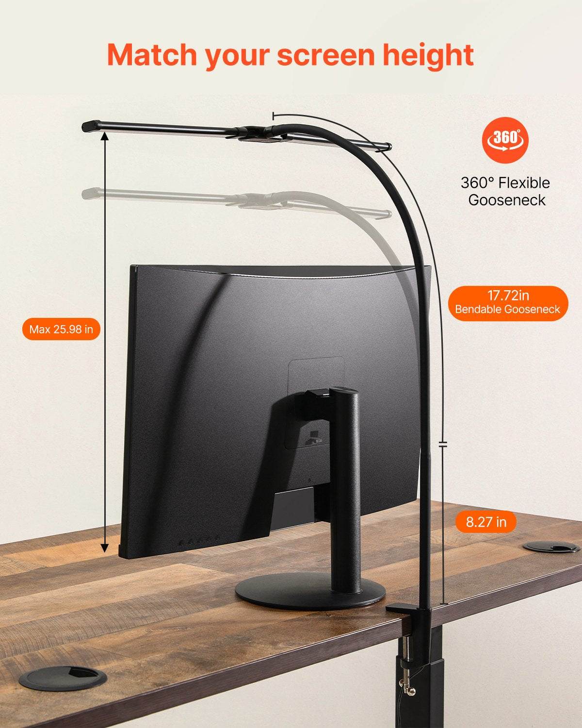 Dual-Head LED Desk Lamp with Clamp – view 4
