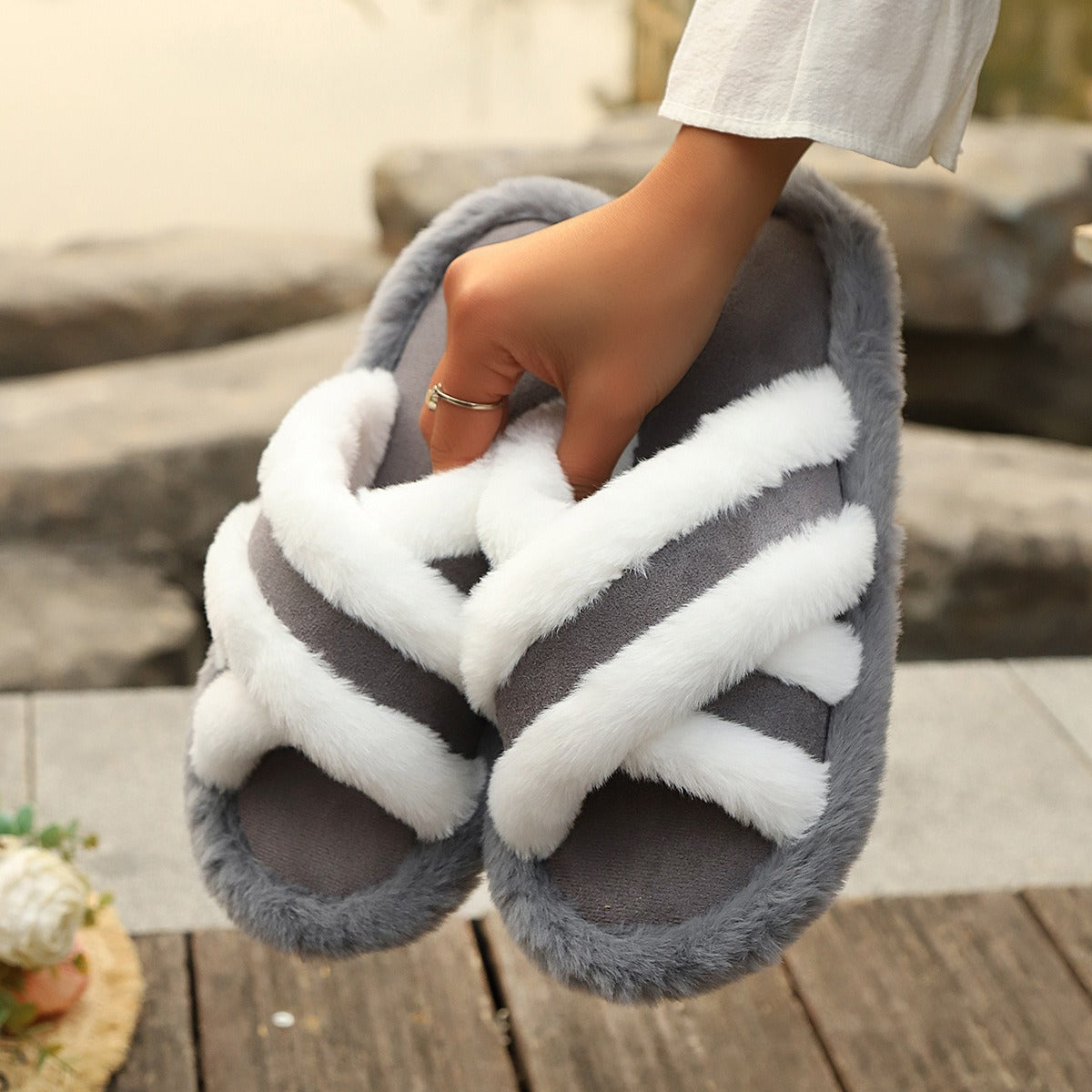 Fluffy Cross-Band Slippers – view 7
