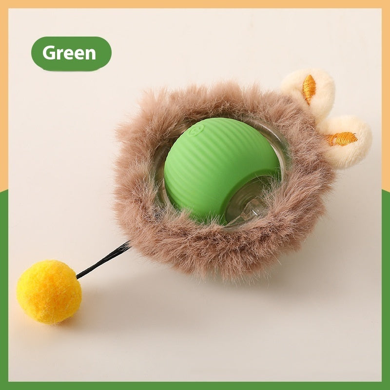 Plush Rolling Cat Ball Toy - close-up view
