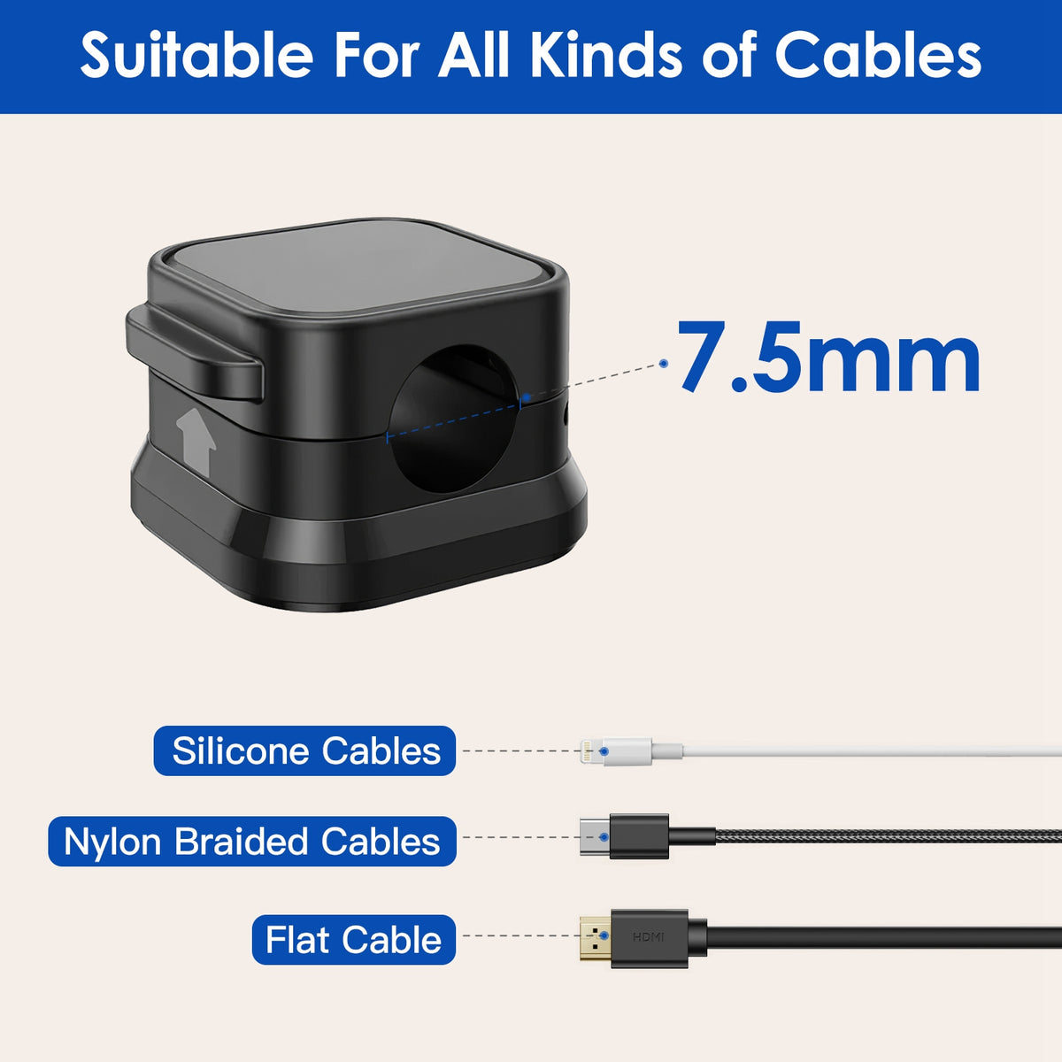 Magnetic Cable Clips – Cord Organizer, 6 Pack – image 8