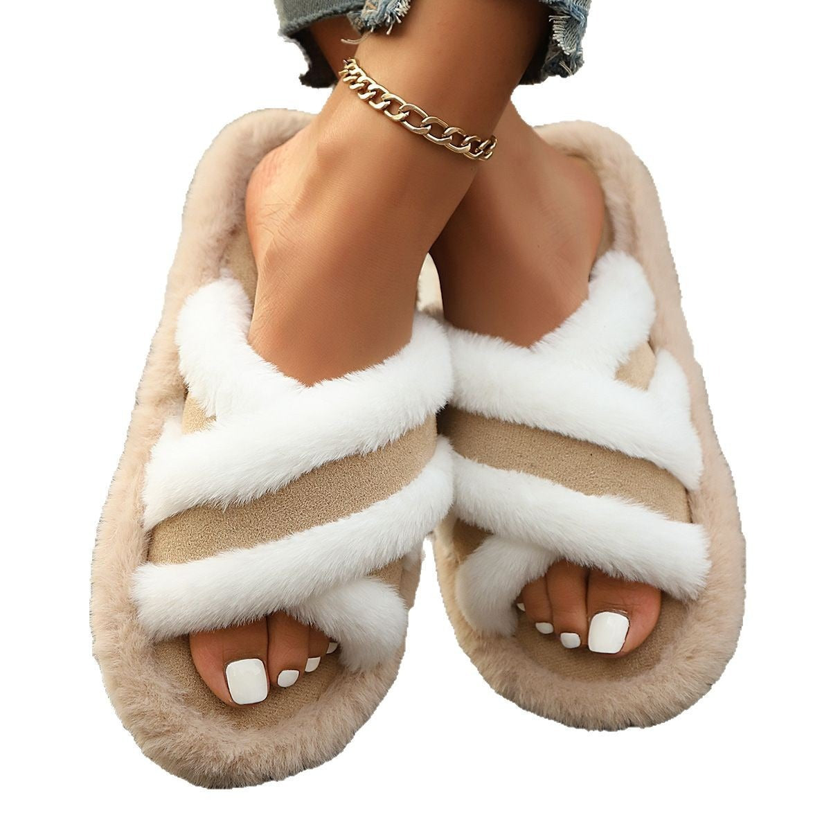 Fluffy Cross-Band Slippers – view 6