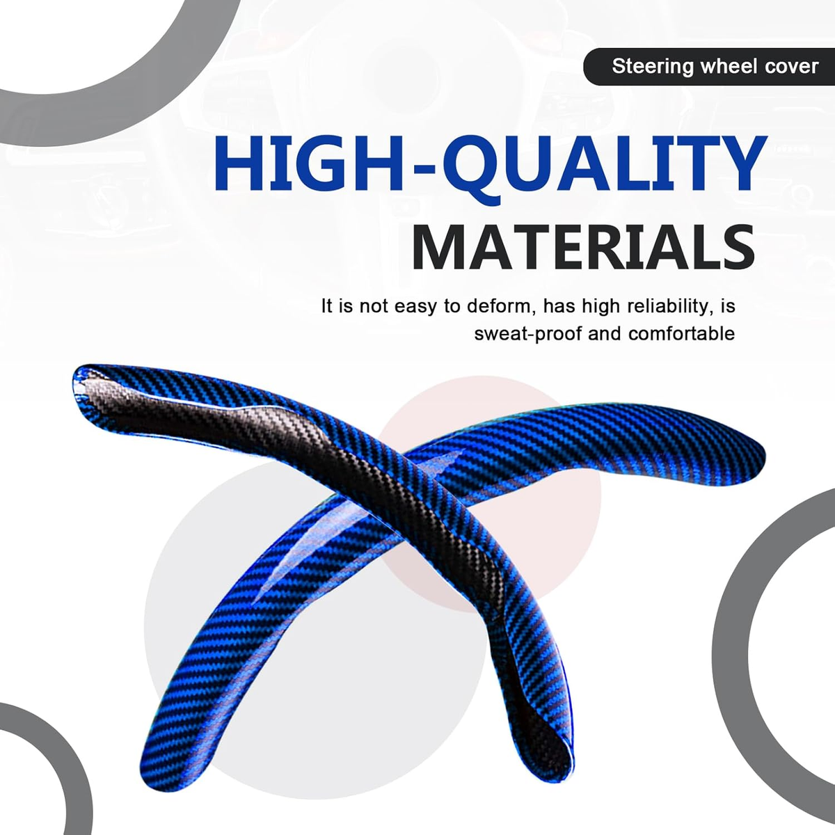 Carbon Fiber Look Clip-On Steering Wheel Cover – 3 Piece – image 2