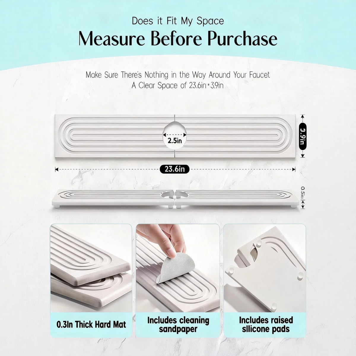 Diatomite Faucet Mat – Fast-Drying Sink Splash Guard – image 5