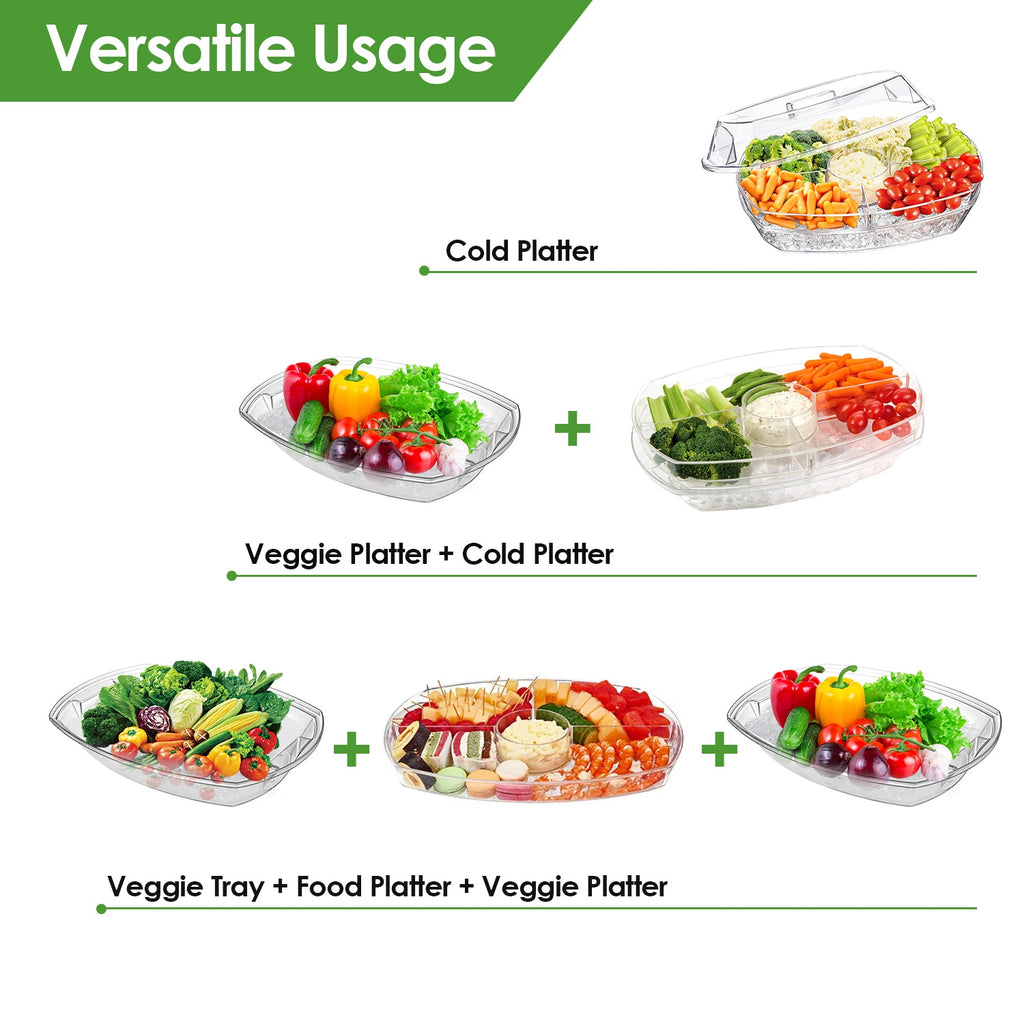 Chilled Party Serving Tray with Lid – 4 Compartments