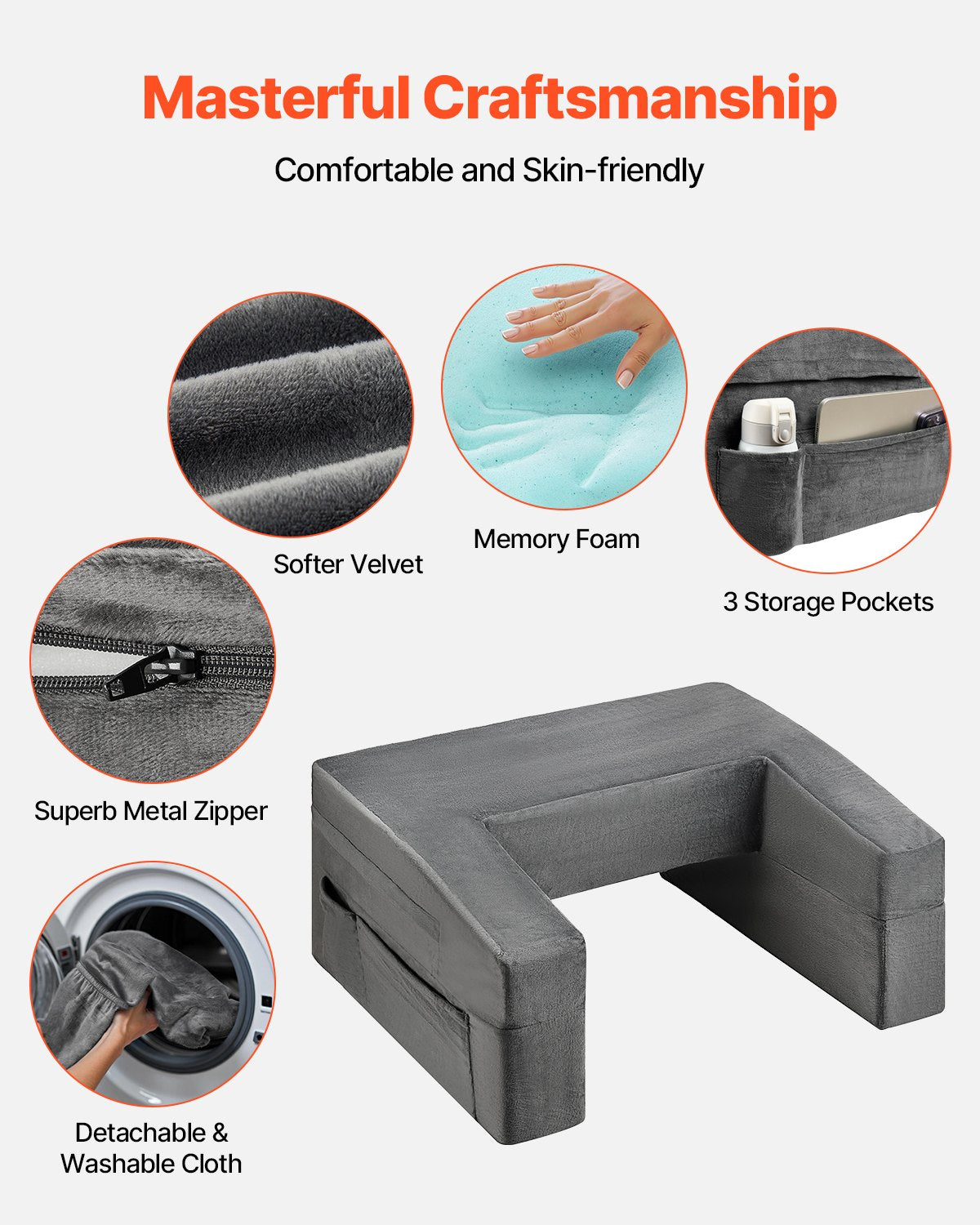 Reading Pillow with Lap Desk, Pockets & Cup Holder – image 2