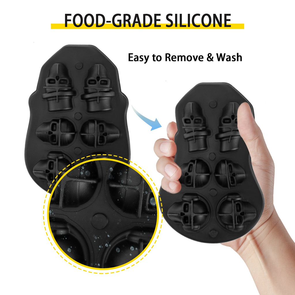 Skull Ice Cube Tray with Lid – 6-Grid Silicone Mold – image 5