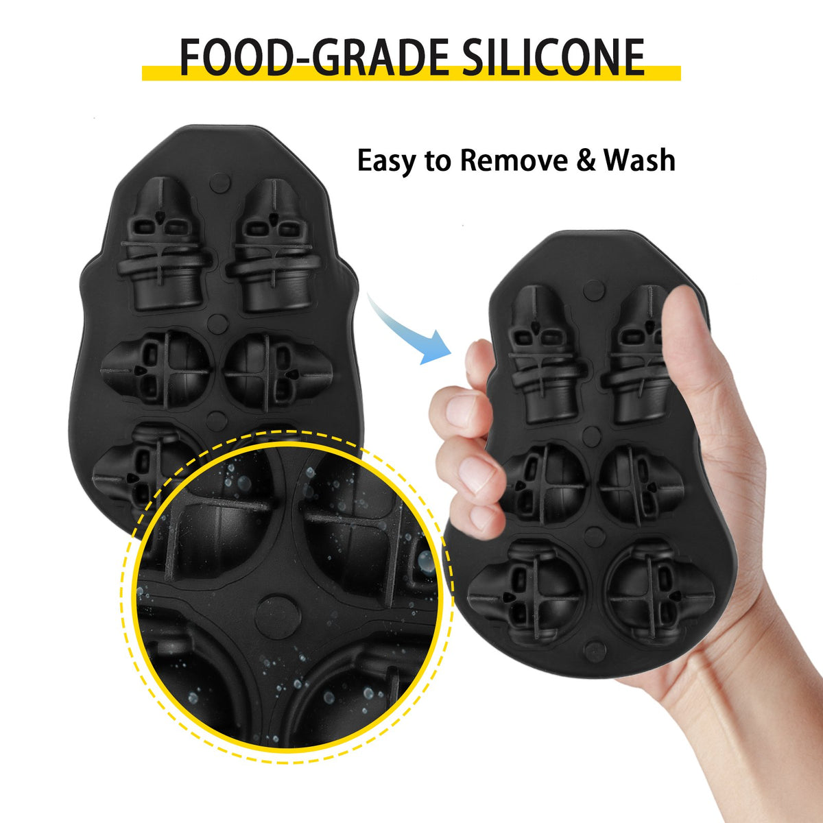 Skull Ice Cube Tray with Lid – 6-Grid Silicone Mold – image 5