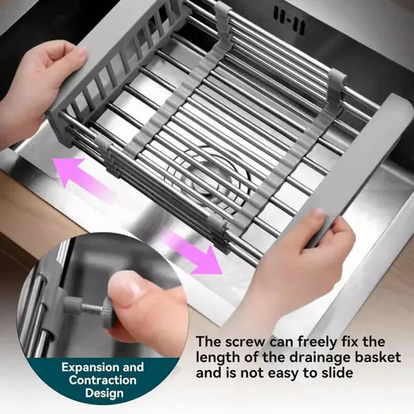 Expandable Over-Sink Drying Rack with Drain Basket – image 6