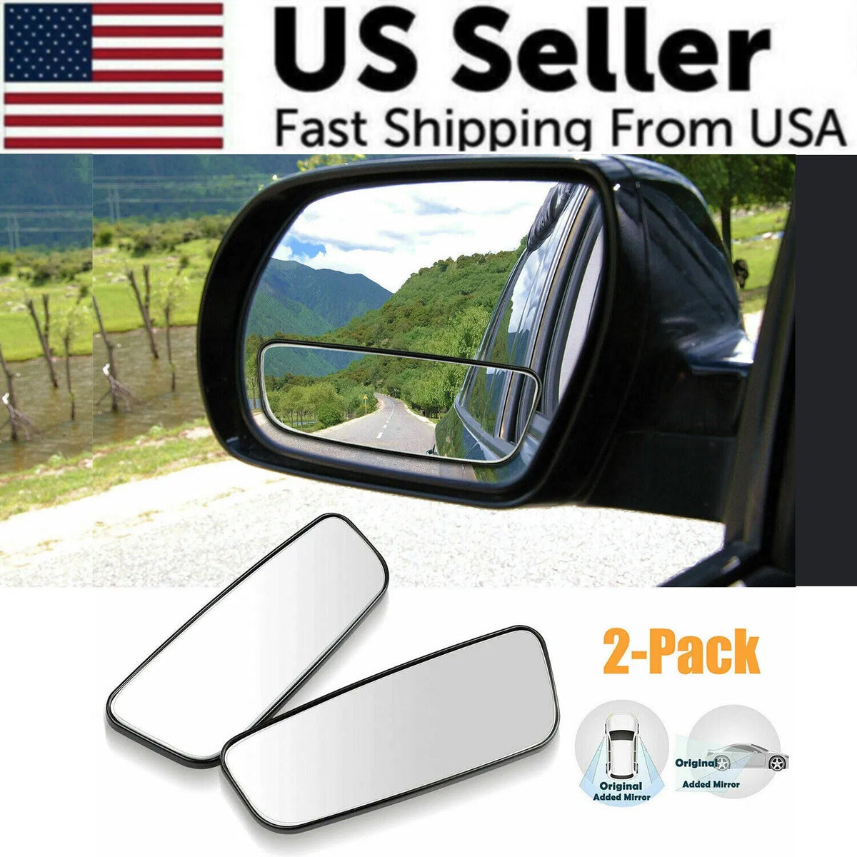 360° Stick-On Blind Spot Mirrors – 2 Pack – image 2