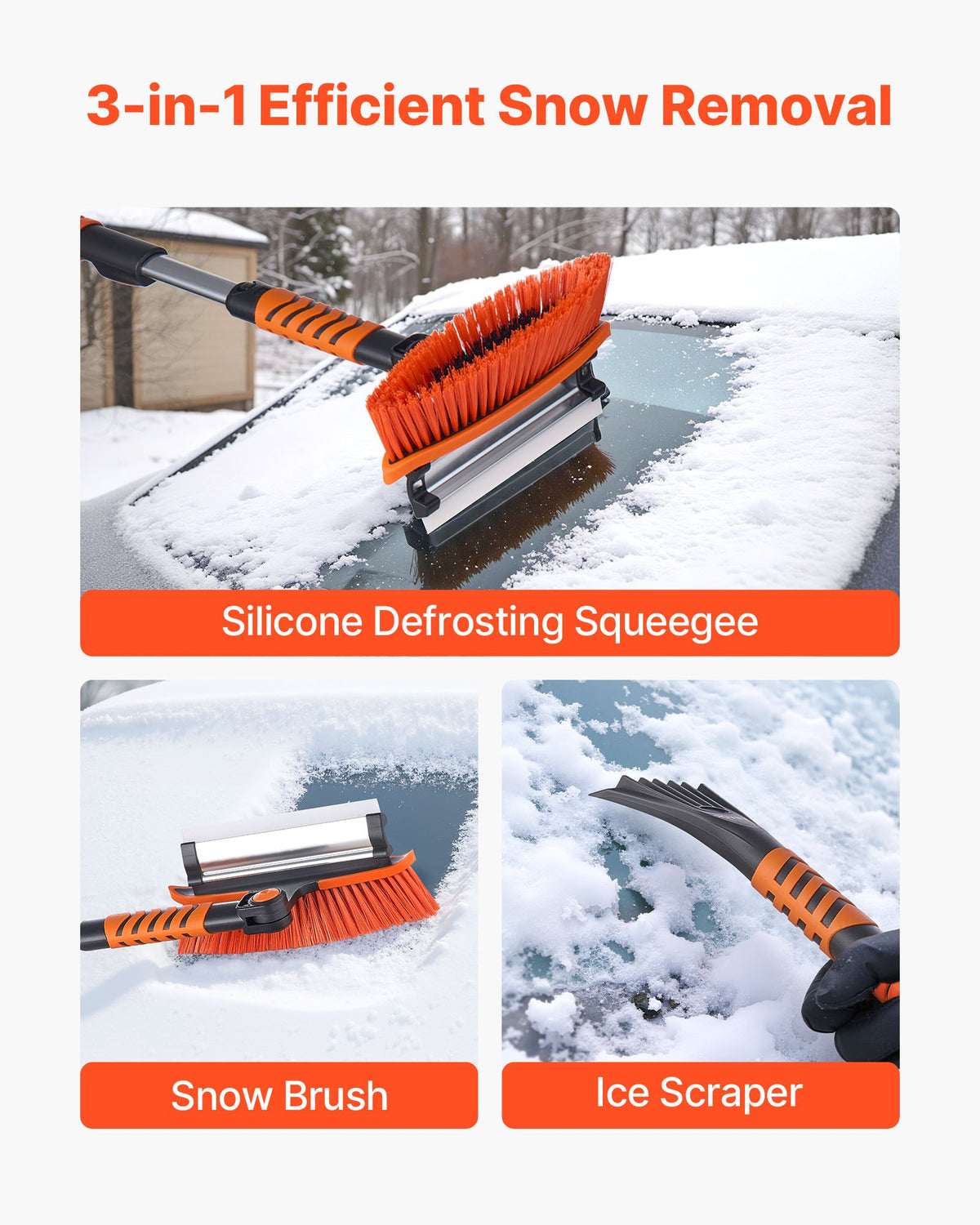 3-in-1 Extendable Snow Brush with Ice Scraper & Squeegee – view 4