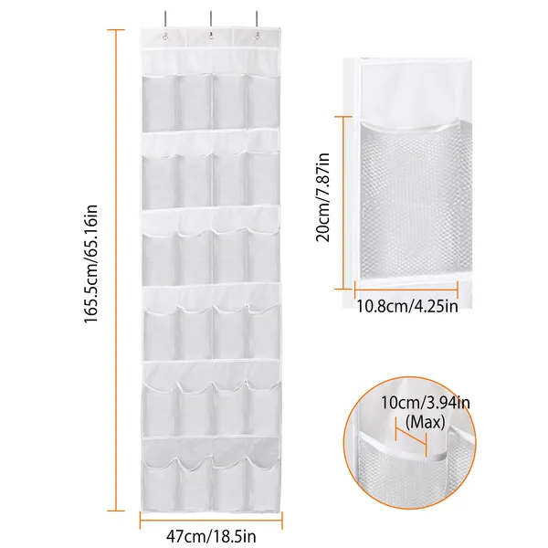 Over-the-Door Clear Shoe Organizer – 24 Pockets – image 2