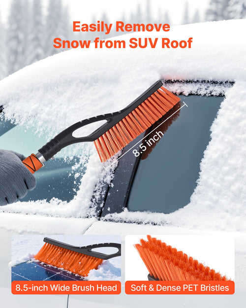 27 in Snow Brush & Ice Scraper – Detachable, Scratch-Free Bristles
