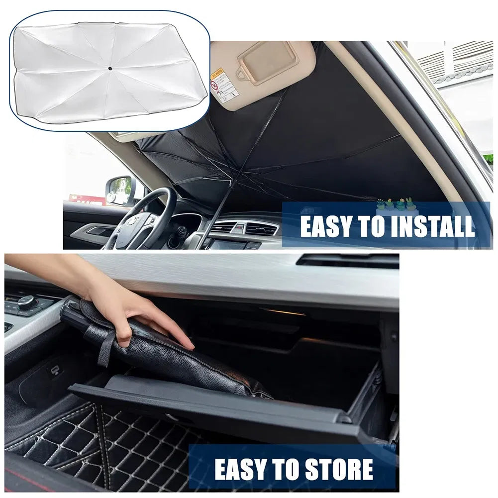 Foldable Windshield Sun Shade Umbrella – 57 in – image 10