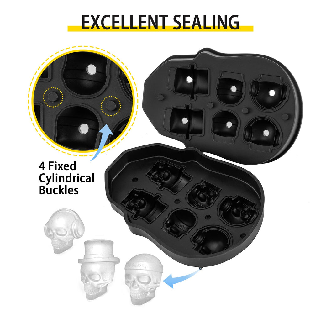 Skull Ice Cube Tray with Lid – 6-Grid Silicone Mold – image 3