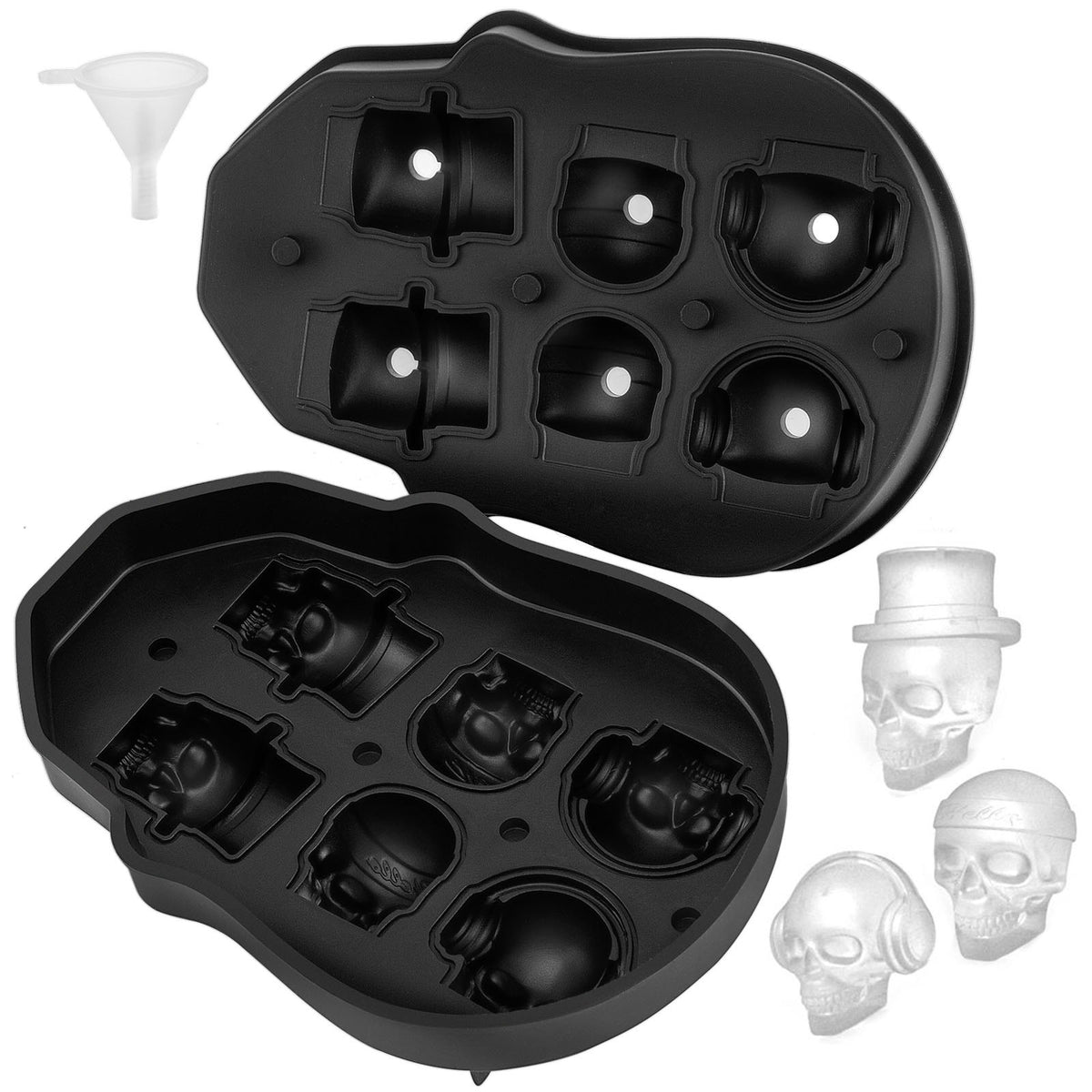Skull Ice Cube Tray with Lid – 6-Grid Silicone Mold – image 2