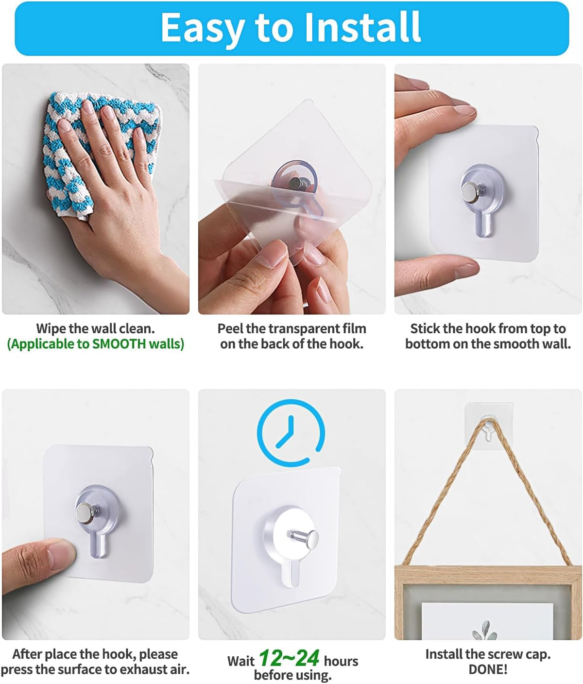 Waterproof Adhesive Wall Hooks – No-Drill Hangers – image 5