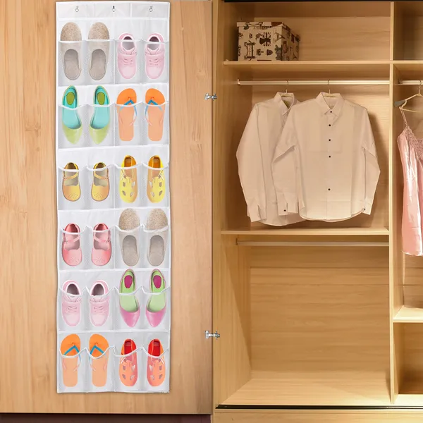Over-the-Door Clear Shoe Organizer – 24 Pockets
