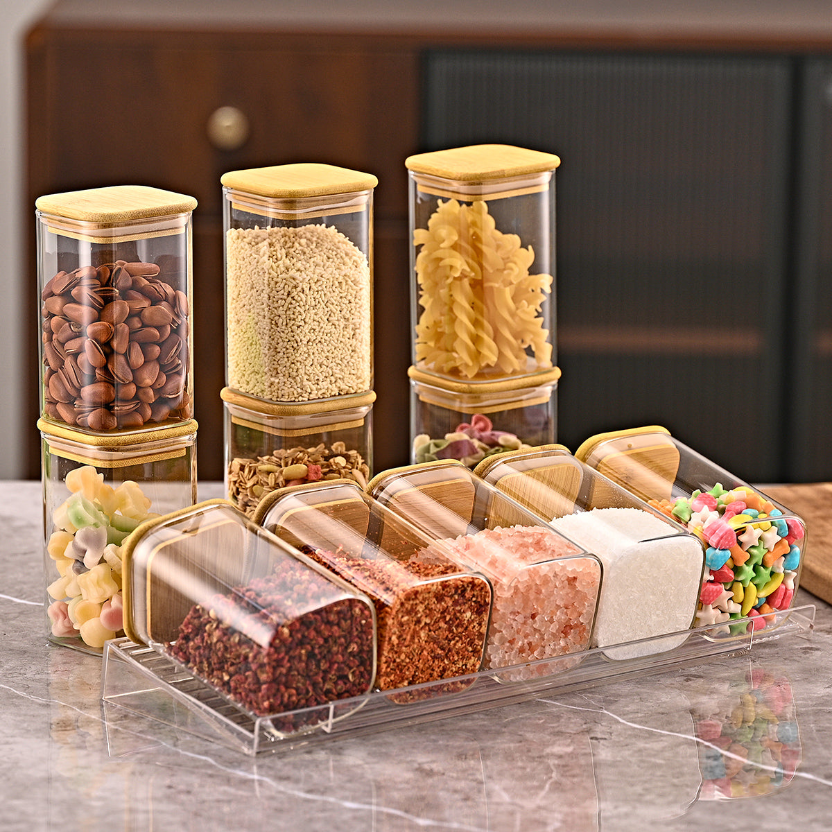 4-Tier Clear Spice Rack Riser – Adjustable Shelf Set – image 10