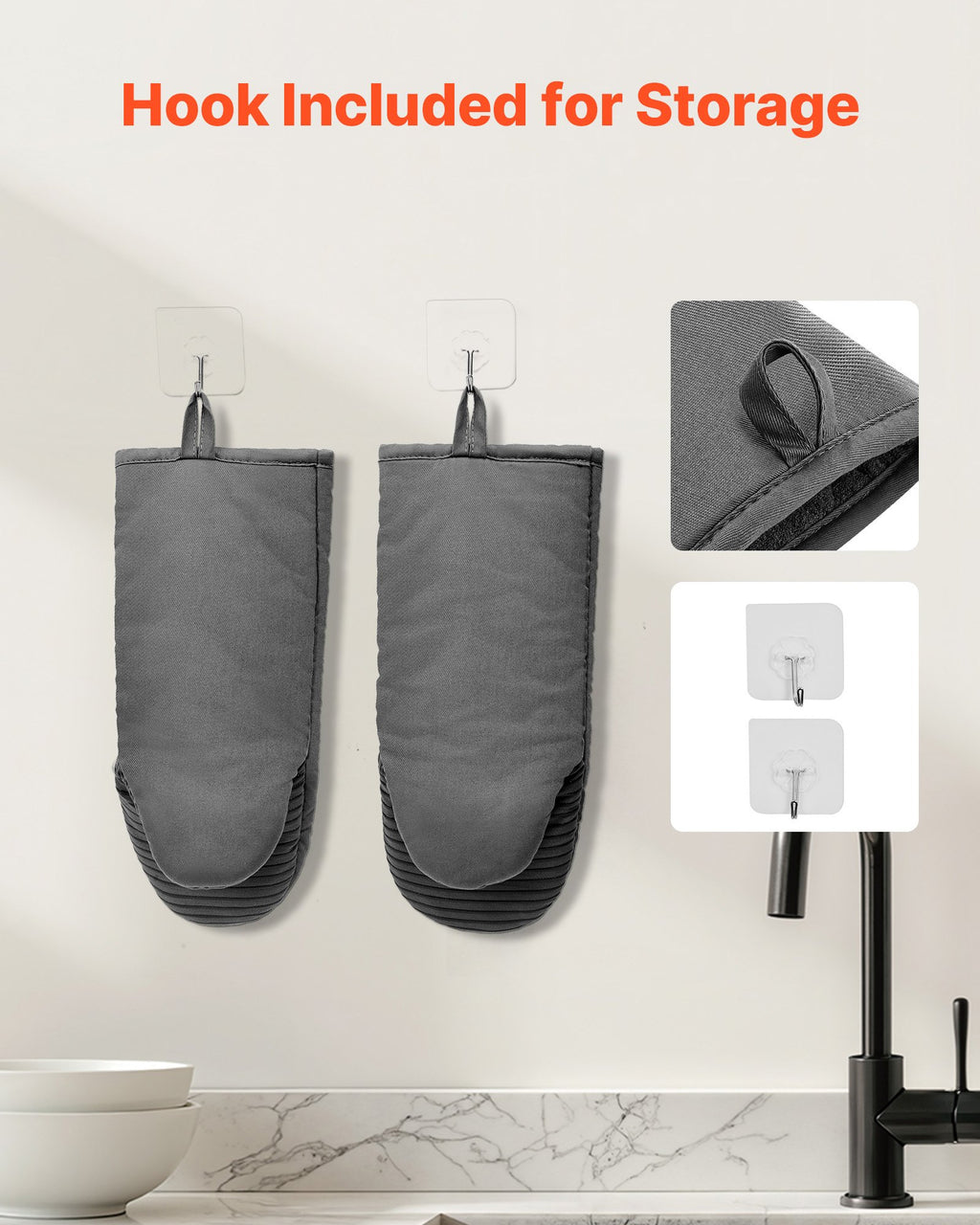 Mini Oven Mitt Set with Silicone Grip – 2 Piece – image 3
