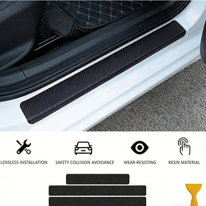 Carbon Look Door Sill Protector Strips – 4 Pack