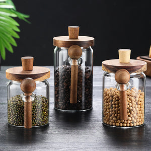 Glass Storage Jars with Spoons – 3 Pack for Coffee, Tea & Sugar