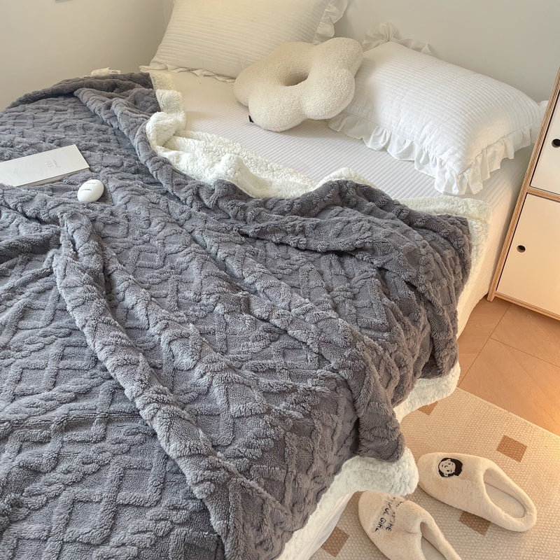 Reversible Sherpa Throw Blanket – Textured Plush – image 7