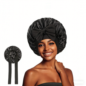 Satin Sleep Bonnet with Bow – Adjustable Fit