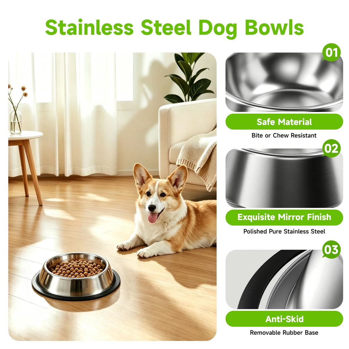 Stainless Steel Dog Bowl Set (3-Pack) - view 4